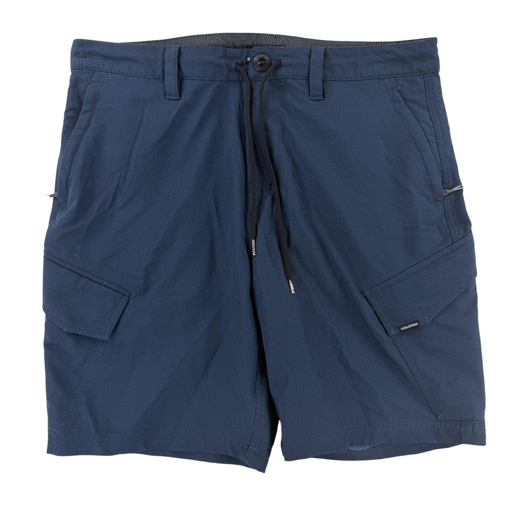 Volcom Cargo Shorts Mens 33 Blue Microfiber Stretch Quick Dry 9 Inseam Casual